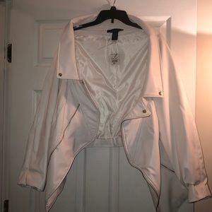 Off white/off the shoulder pleather jacket